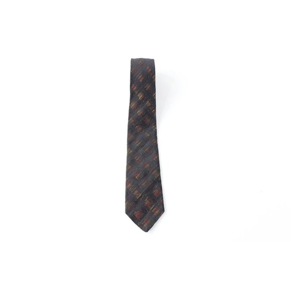 Vintage 60s Burberry Hardy Amies Rainbow Cross Hatch Skinny Silk Neck Dress Tie - Picture 1 of 7